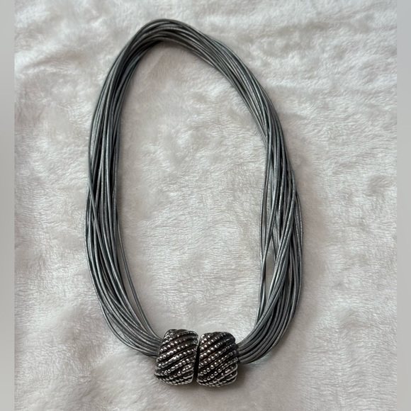 Gray and sterling silver necklace.  Made in Israel. - Picture 2 of 14